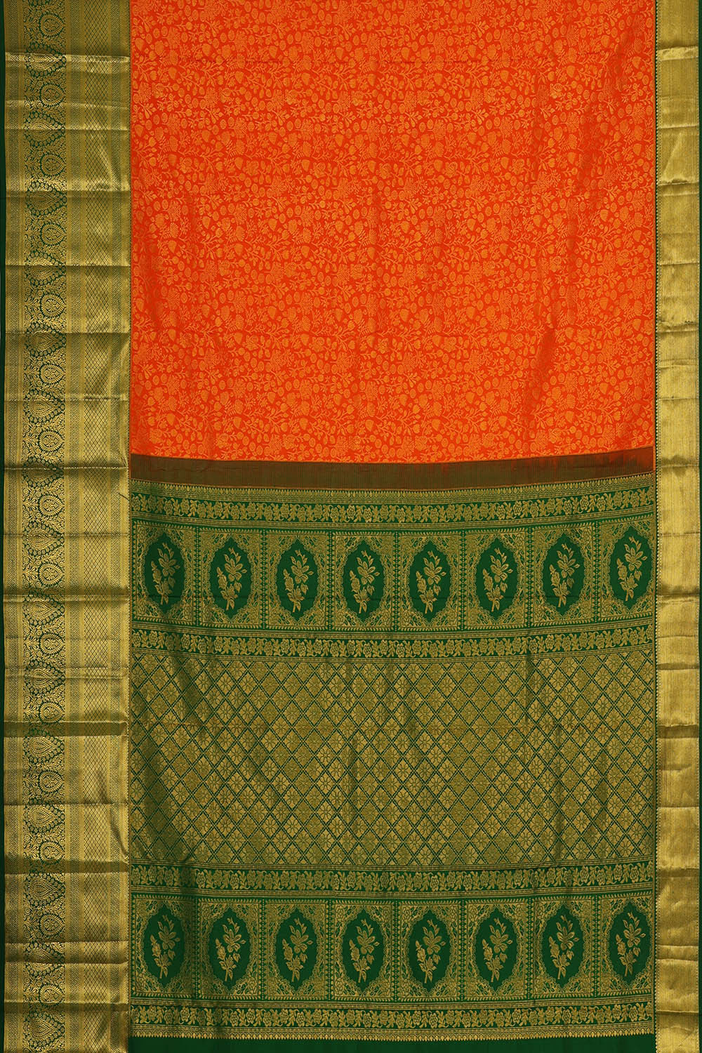 Image of Kanchipattu Orange Brocade Saree